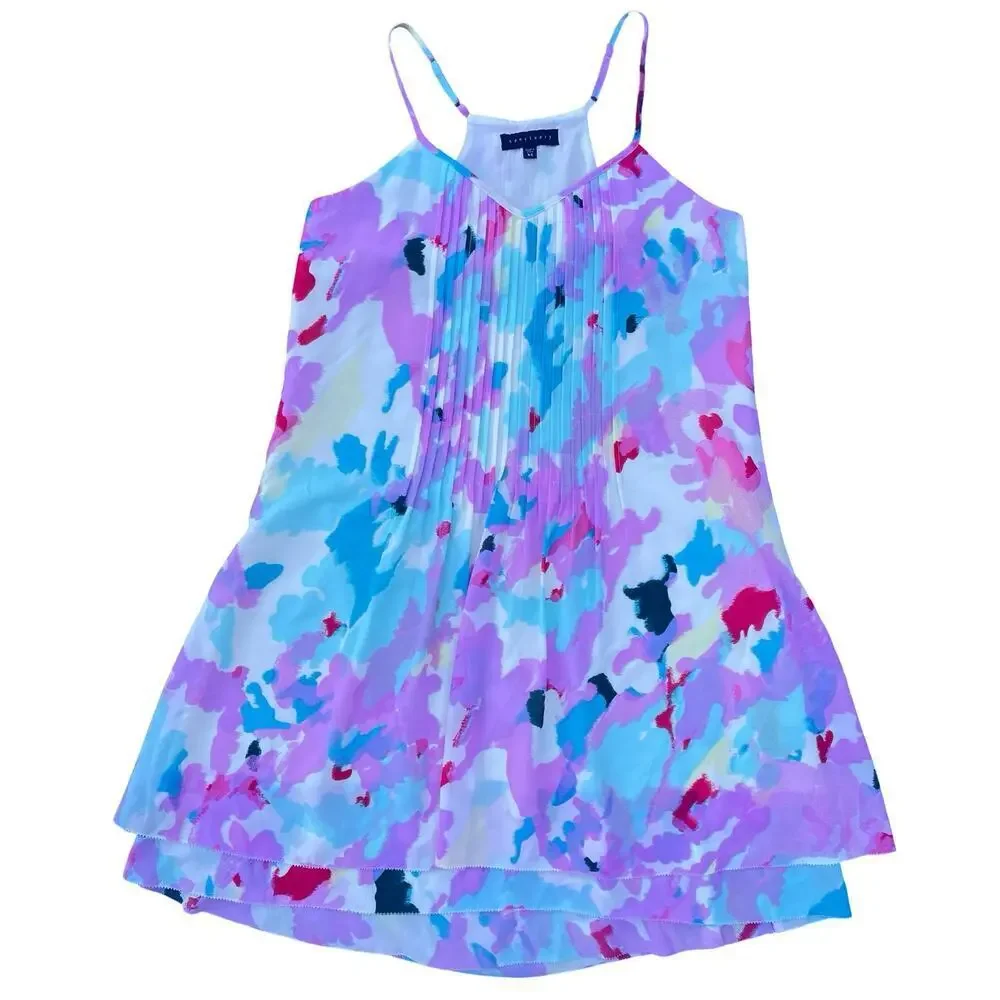 Sanctuary Multicolor Abstract Pleated Cami Mini Dress – Size XS - Picture 2 of 8